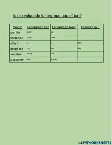 Lettergrepe: oop of toe