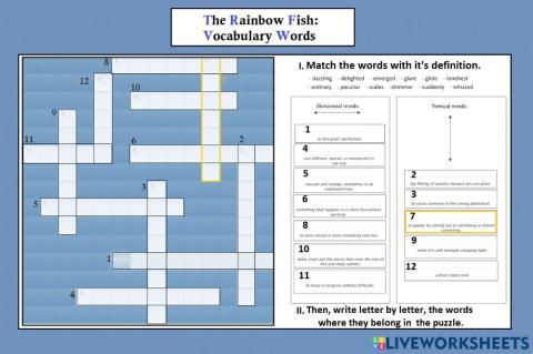 Rainbow Fish Crossword