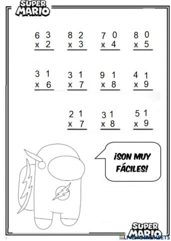 Multiplicaciones sin llevadas