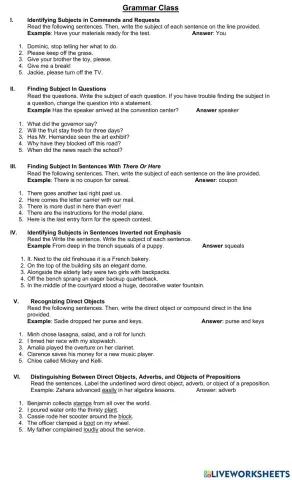 Chapter 18.4 Hard to find Subject and  Chapter 18.5 complement