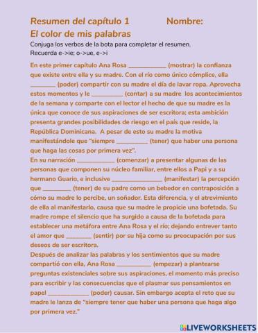 Resumen capítulo 1 El color de mis palabras