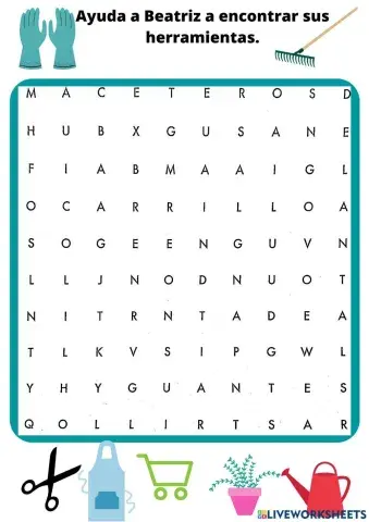 Sopa de letras: jardinería