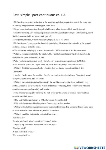 Past simple and past continuous test 1 matura