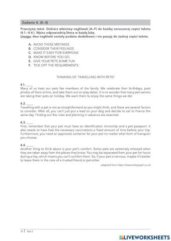 Reading test 2 matura podstawowa