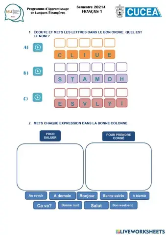 Les sons, noms et salutations