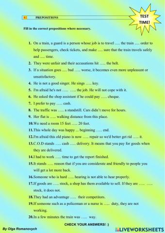 TEST - Prepositions MIX B1-B2 -3