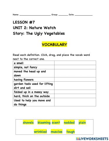 Journeys Book, UNIT 2, The Ugly Vegetables
