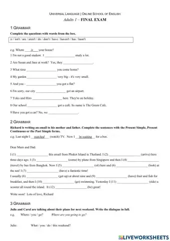 Adults 1 - Final exam