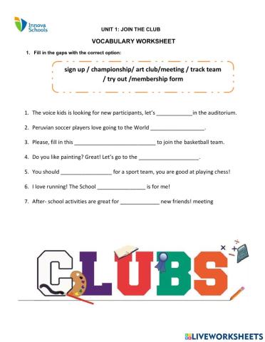 Vocabulary about sports