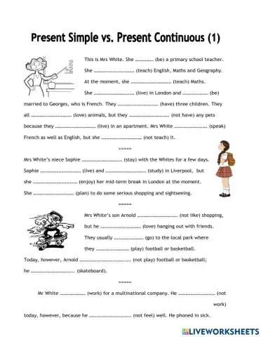 Simple present x Present progressive text