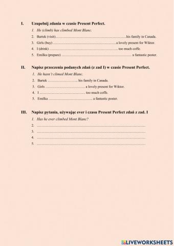 Short test-present perfect