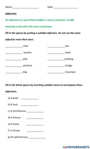 Identifying Adjectives