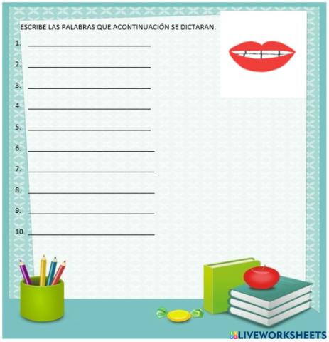 DICTADO DE PALABRAS CON -b-, -v-, -h-, -g- y -j-