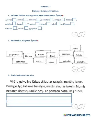 Lietuvių kalbos testas Nr.7