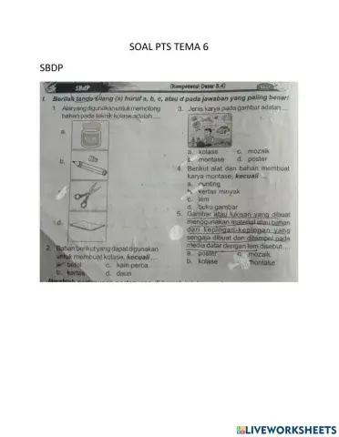Soal pts tm 6 sbdp