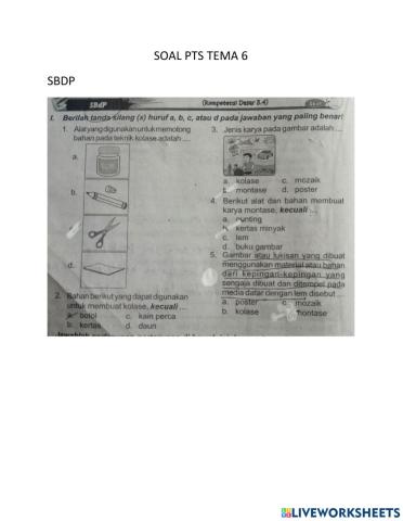 Soal pts tm 6 sbdp