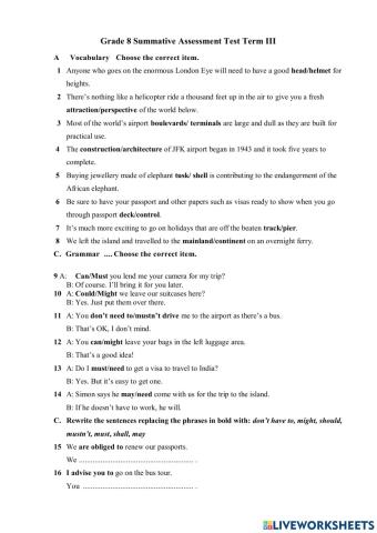 Grade 8 SAT Term III