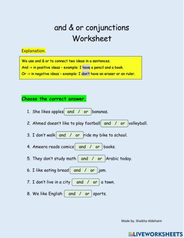 And - or conjunctions