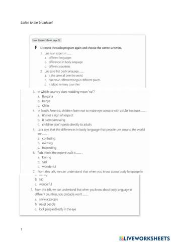 That's right unit 2 listening