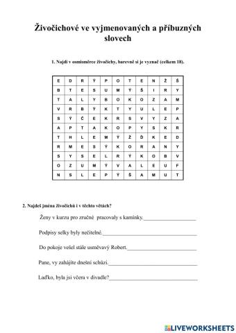 Zvířata - VS + vzory