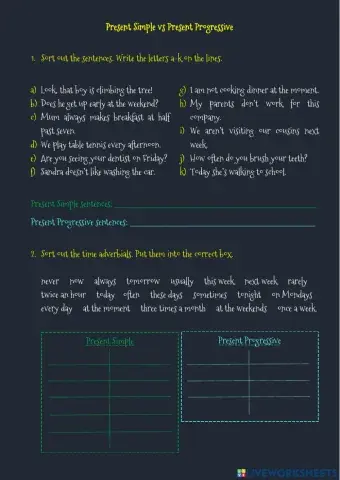 Present Simple and Progressive Practice