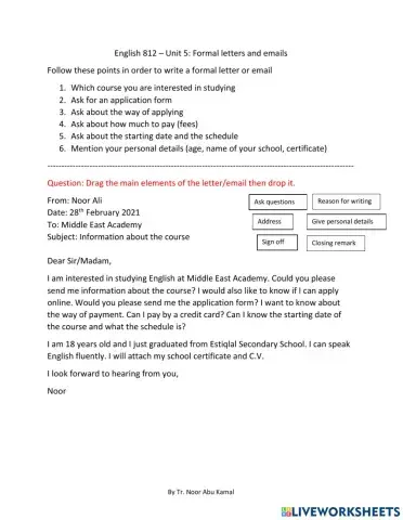 Formal Email- Letter