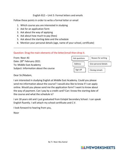 Formal Email- Letter