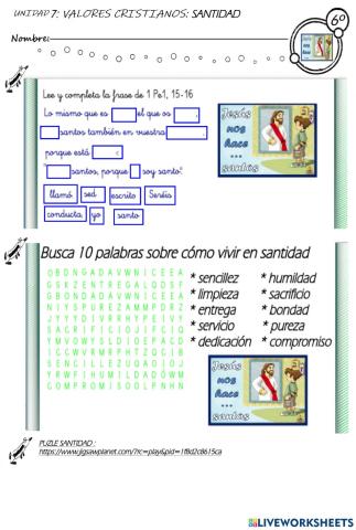 Valores cristianos: Santidad