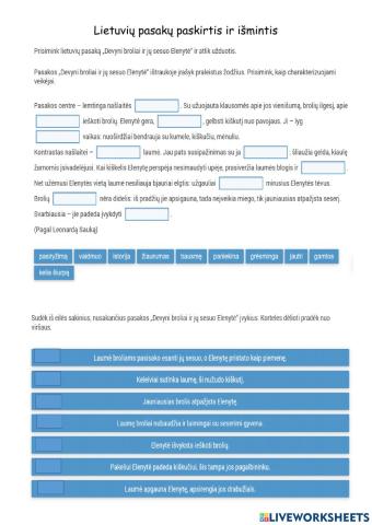 Lietuvių pasakų paskirtis ir išmintis.