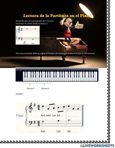Lectura de partitura en el Piano