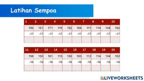 Latihan mentalmatika 2 sempoa 2nd