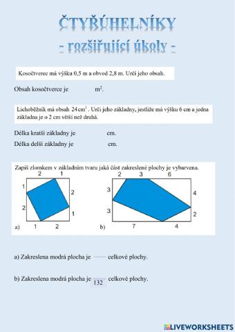 Čtyřúhelníky - rozšiřující