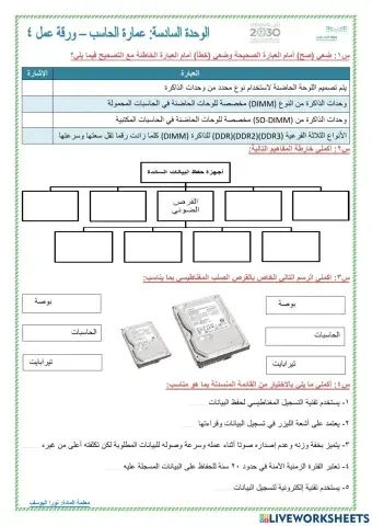 الذاكرة وأجهزة الحفظ