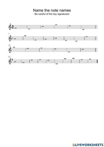 Note Names with Key Signatures