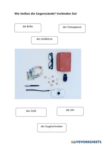 Wie heißen die Gegenstände?