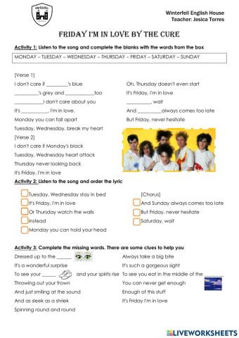 Friday I'm in love by The Cure