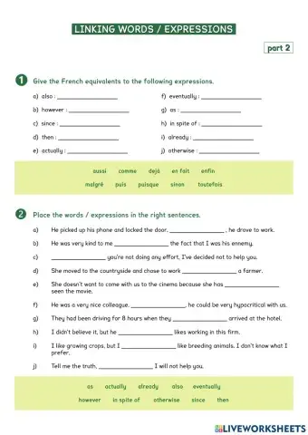 Linking words - Part 2