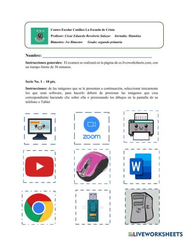 Examen Computación 2do - Primaria