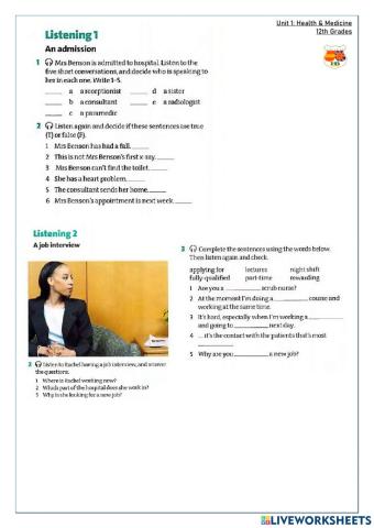 Listening Exercises 12th Grades