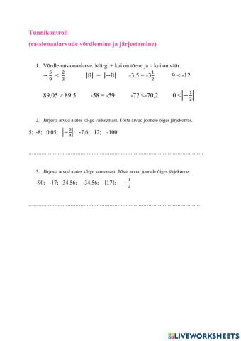 Ratsionaalarvude võrdlemine