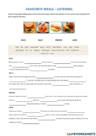 Favourite meals listening