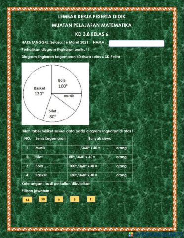 Lkpd mtk diagram lingkaran KELAS 6