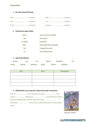 Missugune Tegusõna pöörded 2.klass