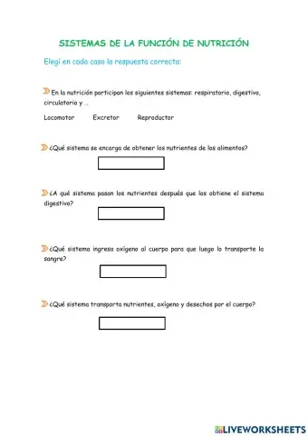 Sistemas de la función de nutrición