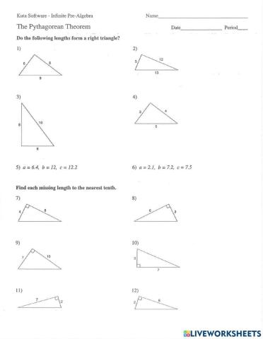 Pythagorean Theorem Practice: Solving for C