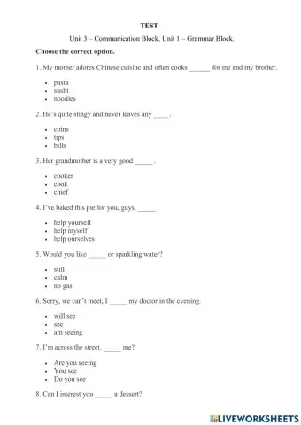 Notes Intermediate (Unit 3 - Communication Block, Unit 1 - Grammar Block)