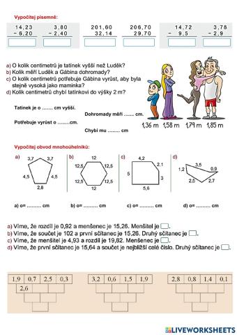 Desetinná čísla - písemně