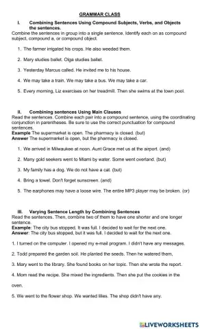 Combining sentences and Varying sentences