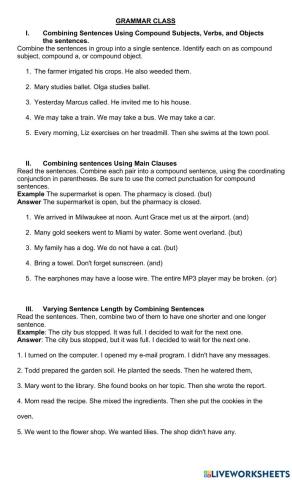 Combining sentences and Varying sentences