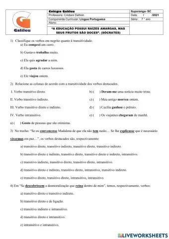 Transitividade Verbal